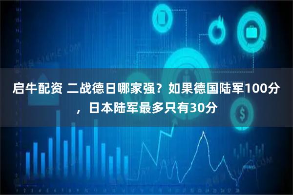 启牛配资 二战德日哪家强？如果德国陆军100分，日本陆军最多只有30分