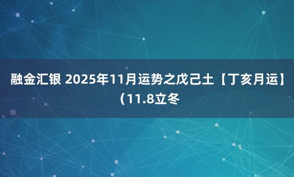 融金汇银 2025年11月运势之戊己土【丁亥月运】（11.8立冬